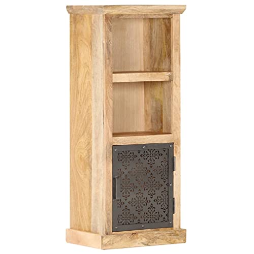 DYRJDJWIDHW Highboard with Door 45x32x110 cm Solid Mango Wood Storage Cabinet Modern Living Room Furniture Organizer Bookshelf Display Unit Black Finish von DYRJDJWIDHW
