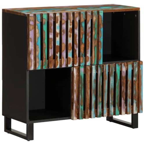 DYRJDJWIDHW Industrial Sideboard 80x34x75 cm Solid Acacia Wood Storage Cabinet with 4 Compartment Shelves for Living Room Bedroom Rustic Furniture von DYRJDJWIDHW