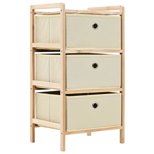 DYRJDJWIDHW Korb-Kommode mit 3 Stoffkörben Zedernholz Beige Aufbewahrungsmöbel Schlafzimmer Wohnzimmer Beistellschrank mit Stauraum für Haushalt Deko von DYRJDJWIDHW