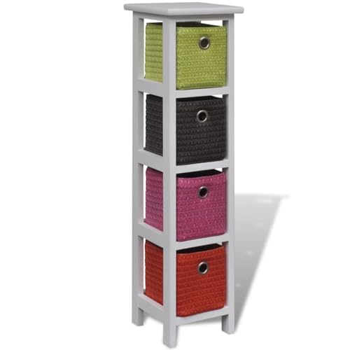 DYRJDJWIDHW Korb-Kommode mit mehrfarbigen Körben Paulownia-Holz Weiß Aufbewahrungsregal mit 4 Körben für Wohnzimmer Schlafzimmer Organizer Möbel 80 cm DYRJDJWIDHW Korb-Kommode mit mehrfarbigen Körben Paulownia-Holz Weiß Aufbewahrungsregal mit 4 Körben für Wohnzimmer Schlafzimmer Organizer Möbel 80 cm von DYRJDJWIDHW