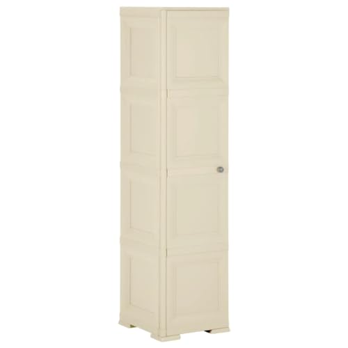 DYRJDJWIDHW Kunststoffschrank 40x43x164 cm Holzdesign Angora-Weiß Aufbewahrungsschrank mit Holzeffekt für Zuhause Büro Lagerraum Ordnung Stauraum von DYRJDJWIDHW