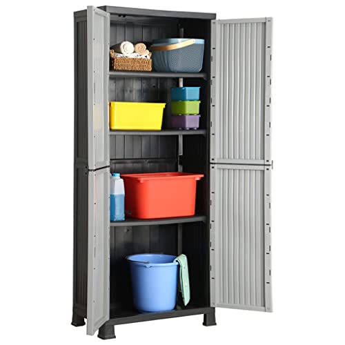 DYRJDJWIDHW Kunststoffschrank 68x39x171.5 cm Grau Aufbewahrungsschrank mit 4 verstellbaren Regalen für Garage Lagerraum Büro Haushalt Ordnungssystem Stauraum Schrank DYRJDJWIDHW Kunststoffschrank 68x39x171.5 cm Grau Aufbewahrungsschrank mit 4 verstellbaren Regalen für Garage Lagerraum Büro Haushalt Ordnungssystem Stauraum Schrank von DYRJDJWIDHW