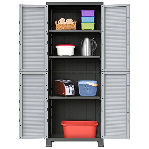 DYRJDJWIDHW Kunststoffschrank 68x39x171.5 cm Gray Plastic Storage Cabinet with Adjustable Shelves for Home Office Garage Organization von DYRJDJWIDHW
