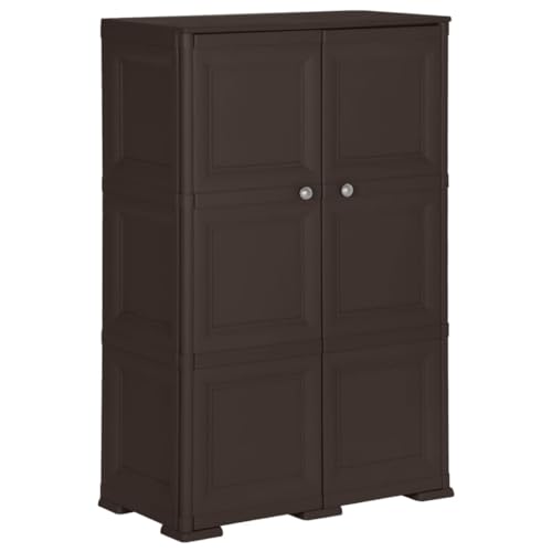 DYRJDJWIDHW Kunststoffschrank 79x43x125 cm Holzdesign Braun Aufbewahrungsschrank mit 2 Türen 30 kg Tragkraft für Zuhause Büro Lagerraum Ordnungssystem DYRJDJWIDHW Kunststoffschrank 79x43x125 cm Holzdesign Braun Aufbewahrungsschrank mit 2 Türen 30 kg Tragkraft für Zuhause Büro Lagerraum Ordnungssystem von DYRJDJWIDHW