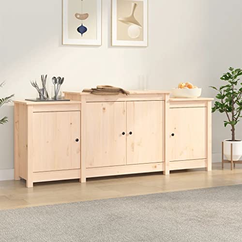 DYRJDJWIDHW Massivholz Sideboard Kiefer 164x37x68 cm mit 8 Fächern, rustikale Landhaus Kommode für Wohnzimmer und Esszimmer, natürliche Holzoptik mit Stabiler Arbeitsplatte von DYRJDJWIDHW