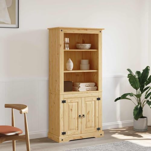 DYRJDJWIDHW Mexican Style Buffet Cabinet Solid Pine Wood 80x40x170 cm Rustic Charm Living Room Dining Room Storage Display Books Glassware Decor von DYRJDJWIDHW