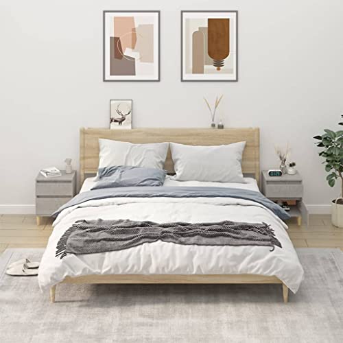 DYRJDJWIDHW Modern Nightstands Set of 2 Concrete Gray Bedside Tables with Storage Shelf 40x35x50 cm for Bedroom Living Room Office Space Saving Furniture von DYRJDJWIDHW