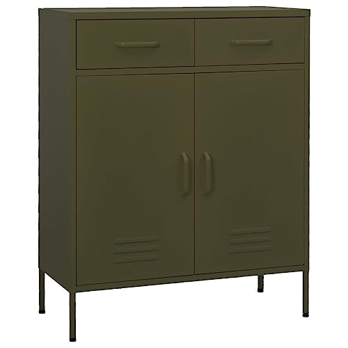 DYRJDJWIDHW Olivgrün Stahl Lagerschrank 80x35x101.5 cm mit 2 Türen und 2 Schubladen für Wohnzimmer Büro. Stahlschrank mit hoher Tragfähigkeit und Kugellagerung DYRJDJWIDHW Olivgrün Stahl Lagerschrank 80x35x101.5 cm mit 2 Türen und 2 Schubladen für Wohnzimmer Büro. Stahlschrank mit hoher Tragfähigkeit und Kugellagerung von DYRJDJWIDHW