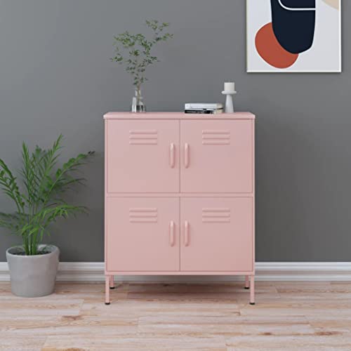 DYRJDJWIDHW Pink Steel Storage Cabinet 80x35x101.5 cm with 4 Doors and 2 Adjustable Shelves for Living Room and Office Organization von DYRJDJWIDHW