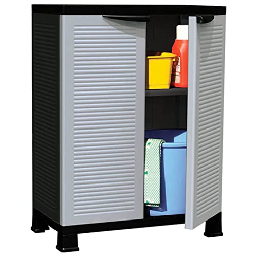 DYRJDJWIDHW Plastic Storage Cabinet 68x39x92 cm with 2 Doors and 2 Shelves. Lockable Organizer for Home Office Garage Wardrobe Closet. Grey Space Saving Furniture von DYRJDJWIDHW