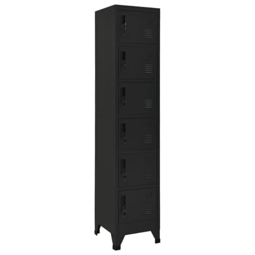 DYRJDJWIDHW Professional Steel Locker Cabinet Black 38x40x180 cm with 6 Lockable Doors for Office School Gym Storage Secure Ventilated Personal Belongings Organization DYRJDJWIDHW Professional Steel Locker Cabinet Black 38x40x180 cm with 6 Lockable Doors for Office School Gym Storage Secure Ventilated Personal Belongings Organization von DYRJDJWIDHW