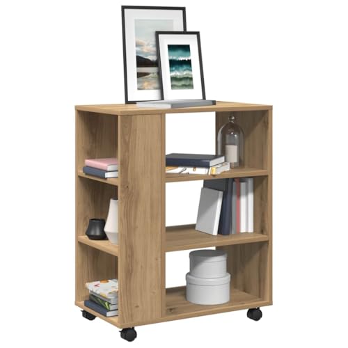 DYRJDJWIDHW Rollcontainer Artisan-Eiche 60x35x75 cm Mobile Office Cabinet with Wheels. Wood Particle Board Storage Organizer for Living Room Kitchen Bedroom. Lockable Casters. Spacious Shelves von DYRJDJWIDHW