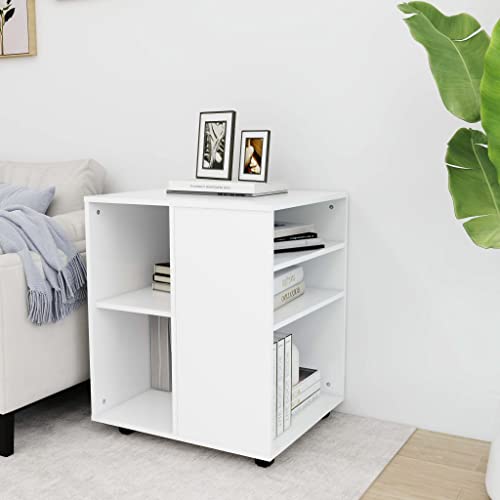 DYRJDJWIDHW Rolling Cabinet White 60x53x72 cm Particle Board Mobile Storage with Wheels for Office Home Modern Design Durable Furniture Printer Stand Organizer von DYRJDJWIDHW