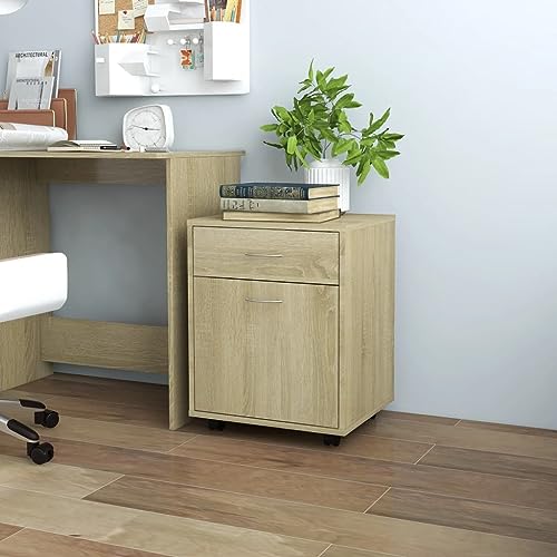 DYRJDJWIDHW Rolling Cabinet with Wheels Mobile Storage Organizer Sonoma Oak 45x38x54 cm Wood Particle Board Modern Design 1 Door 1 Drawer for Office Home Use DYRJDJWIDHW Rolling Cabinet with Wheels Mobile Storage Organizer Sonoma Oak 45x38x54 cm Wood Particle Board Modern Design 1 Door 1 Drawer for Office Home Use von DYRJDJWIDHW
