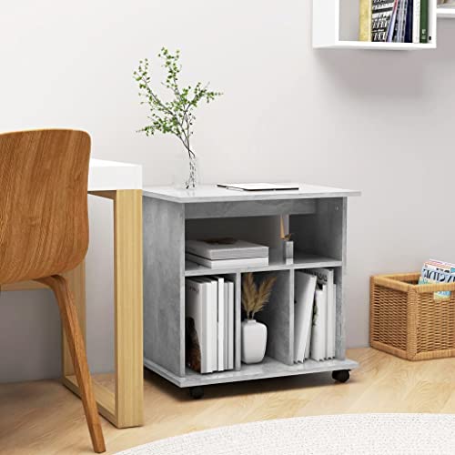 DYRJDJWIDHW Rollschrank Betongrau 60x45x60 cm Mobile Schrank mit Rollen für Büro und Homeoffice. Holzwerkstoff Schreibtischunterbau mit Stauraum für Drucker und Zubehör von DYRJDJWIDHW