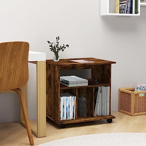 DYRJDJWIDHW Rollschrank Räuchereiche 60x45x60 cm Holzwerkstoff Mobile Office Storage Cabinet with 4 Shelves. Wheels and Stable Top for Home Office Organization von DYRJDJWIDHW