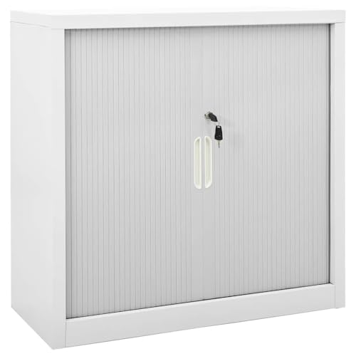DYRJDJWIDHW Schiebetürenschrank Grau 90x40x90 cm Stahl Schrank mit 2 Regalen und Schloss für Wohnzimmer Schlafzimmer Aufbewahrung Lagerung von DYRJDJWIDHW