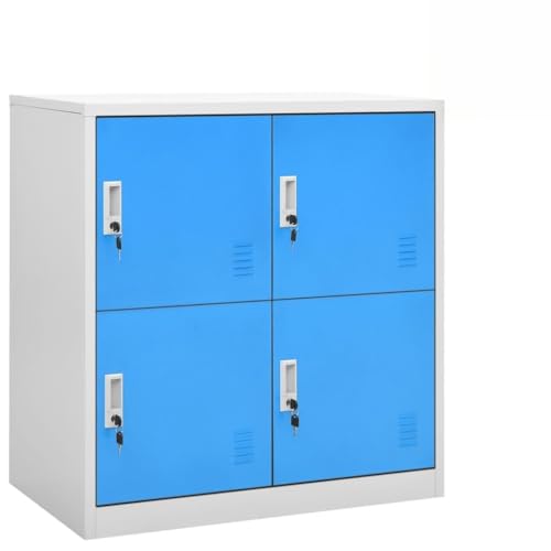 DYRJDJWIDHW Schließfachschränke 2 Stück Modern Steel Locker Cabinet Set Hellgrau Blau 90x45x92.5cm with 4 Lockers Secure Storage for Office School Home von DYRJDJWIDHW