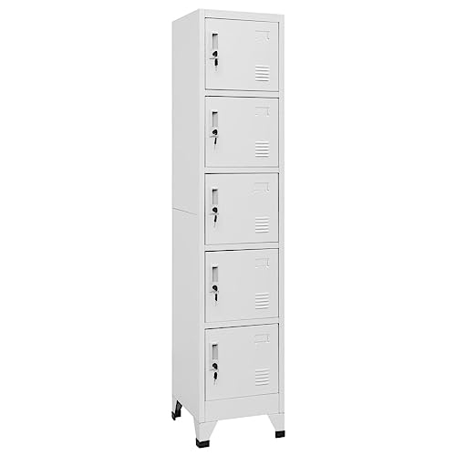 DYRJDJWIDHW Schließfachschrank Hellgrau 38x40x180 cm Stahl mit 5 abschließbaren Türen für Schule Büro Garderobe Aufbewahrungsschrank Stahlschrank mit Belüftung DYRJDJWIDHW Schließfachschrank Hellgrau 38x40x180 cm Stahl mit 5 abschließbaren Türen für Schule Büro Garderobe Aufbewahrungsschrank Stahlschrank mit Belüftung von DYRJDJWIDHW