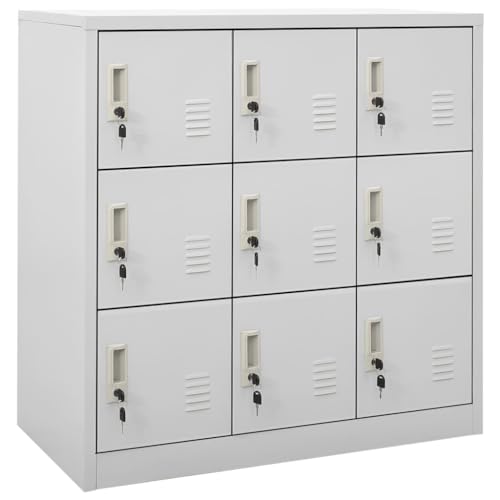 DYRJDJWIDHW Schließfachschrank Hellgrau 90x45x92.5 cm Stahl mit 9 Fächern. Sicherheitsschlösser. 90 kg Tragkraft für Büro. Schule. Umkleideraum. Garderobe. Stahlschrank Lagerorganisation DYRJDJWIDHW Schließfachschrank Hellgrau 90x45x92.5 cm Stahl mit 9 Fächern. Sicherheitsschlösser. 90 kg Tragkraft für Büro. Schule. Umkleideraum. Garderobe. Stahlschrank Lagerorganisation von DYRJDJWIDHW