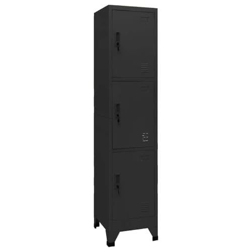DYRJDJWIDHW Schließfachschrank Schwarz Stahl 38x45x180 cm mit 3 abschließbaren Türen für Schule und Büro. langlebiger Aufbewahrungsschrank mit Belastbarkeit 60 kg DYRJDJWIDHW Schließfachschrank Schwarz Stahl 38x45x180 cm mit 3 abschließbaren Türen für Schule und Büro. langlebiger Aufbewahrungsschrank mit Belastbarkeit 60 kg von DYRJDJWIDHW
