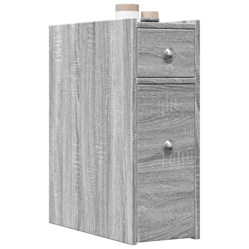 DYRJDJWIDHW Schmaler Badezimmerschrank mit Rollen Grau Sonoma Holzwerkstoff Aufbewahrungsschrank Schubladen Schrank Mobilität Stauraum Bad Küche Wohnzimmer von DYRJDJWIDHW