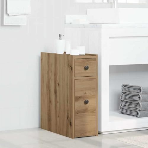 DYRJDJWIDHW Schmaler Badschrank mit Rollen Artisan Eiche Holzwerkstoff Badezimmer Aufbewahrung Schubladen Schrank Mobiler Rollcontainer Küche Wohnzimmer von DYRJDJWIDHW