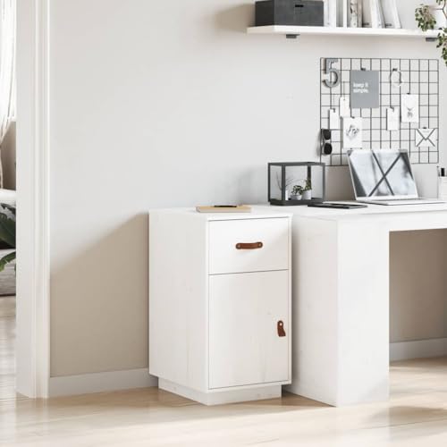 DYRJDJWIDHW Schreibtisch-Schrank Weiß 40x50x75 cm Massivholz Kiefer mit Schublade und 2 Fächern. Beistellschrank für Home Office und Wohnzimmer. Stauraum Möbel aus massivem Kiefernholz DYRJDJWIDHW Schreibtisch-Schrank Weiß 40x50x75 cm Massivholz Kiefer mit Schublade und 2 Fächern. Beistellschrank für Home Office und Wohnzimmer. Stauraum Möbel aus massivem Kiefernholz von DYRJDJWIDHW