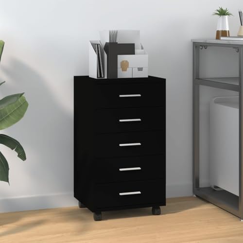 DYRJDJWIDHW Schubladenschrank mit Rollen Schwarz Holzwerkstoff 5 Schubladen Rollcontainer Schreibtisch Organizer Büro Aufbewahrungsschrank Home Office Kinderzimmer Möbel DYRJDJWIDHW Schubladenschrank mit Rollen Schwarz Holzwerkstoff 5 Schubladen Rollcontainer Schreibtisch Organizer Büro Aufbewahrungsschrank Home Office Kinderzimmer Möbel von DYRJDJWIDHW