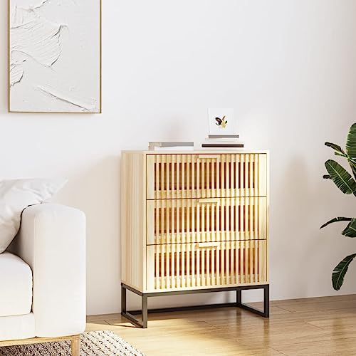 DYRJDJWIDHW Sideboard 60x30x75 cm Holzwerkstoff with Wood Drawers. Iron Legs. Large Storage Cabinet for Living Room Bedroom Display Photos Decor Plants von DYRJDJWIDHW