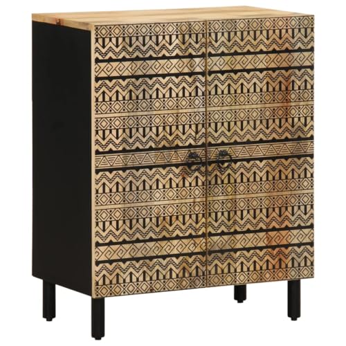 DYRJDJWIDHW Sideboard 60x33.5x75 cm Raw Mango Wood Industrial Cabinet with Iron Frame. Solid Wood Storage Furniture for Living Room Dining Room Home Decor von DYRJDJWIDHW