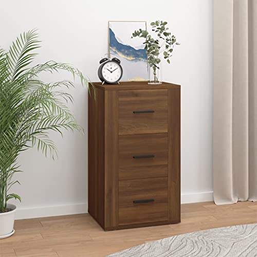 DYRJDJWIDHW Sideboard Braun Eichen-Optik 40x33x70 cm mit 3 Schubladen Stauraum Holzwerkstoff Schrank für Wohnzimmer Schlafzimmer Kommode Aufbewahrungsmöbel von DYRJDJWIDHW
