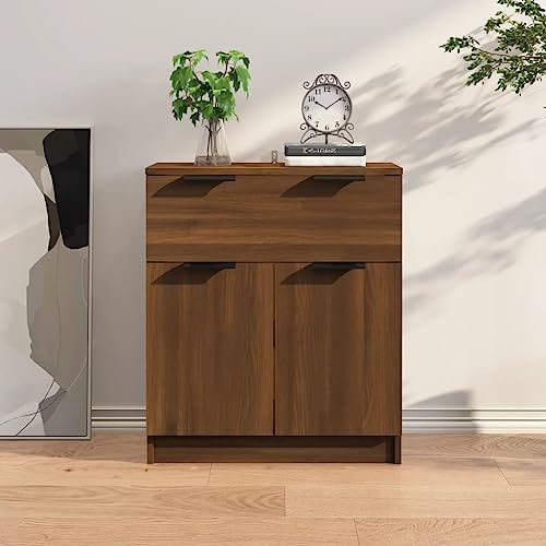 DYRJDJWIDHW Sideboard Braun Eichen-Optik 60x30x70 cm Holzwerkstoff Schrank mit Schublade und Türen für Wohnzimmer Esszimmer Stauraum Möbel modern von DYRJDJWIDHW