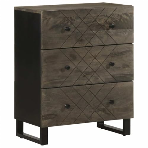 DYRJDJWIDHW Sideboard Cabinet 60x33x75 cm Solid Mango Wood Black Storage Organizer with Metal Legs for Living Room Bedroom Entryway Modern Furniture von DYRJDJWIDHW