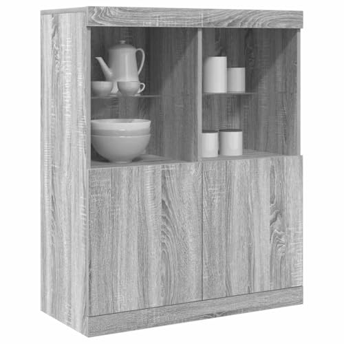 DYRJDJWIDHW Sideboard Grau Sonoma 81x37x100 cm Holzwerkstoff Storage Cabinet with 2 Doors 4 Shelves for Living Room Bedroom Kitchen Bathroom Entryway Office Durable Moisture Resistant Furniture von DYRJDJWIDHW