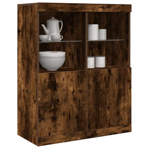 DYRJDJWIDHW Sideboard Räuchereiche 81x37x100 cm Holzwerkstoff with 2 Doors 4 Shelves. Smoke Oak Storage Cabinet for Living Room Bedroom Kitchen. Durable Moisture Resistant Furniture with Wall Mount von DYRJDJWIDHW