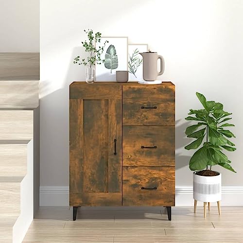 DYRJDJWIDHW Sideboard Räuchereiche Beistellschrank 69,5x34x90 cm mit Stauraum Fächern und Wandhalterung für Wohnzimmer Esszimmer Holzwerkstoff Möbel von DYRJDJWIDHW