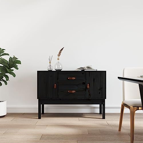 DYRJDJWIDHW Sideboard Schwarz Kiefer Massivholz 110x40x78 cm mit 2 Schubladen 2 Fächern Stauraum Wohnzimmer Esszimmer rustikales Design stabile Oberfläche DYRJDJWIDHW Sideboard Schwarz Kiefer Massivholz 110x40x78 cm mit 2 Schubladen 2 Fächern Stauraum Wohnzimmer Esszimmer rustikales Design stabile Oberfläche von DYRJDJWIDHW