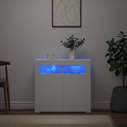 DYRJDJWIDHW Sideboard mit RGB LED Beleuchtung Weiß 80x35x75 cm Modernes TV Möbel Schrank mit Stauraum Flur Schrank Wohnzimmer Sideboard LED Beleuchtung DYRJDJWIDHW Sideboard mit RGB LED Beleuchtung Weiß 80x35x75 cm Modernes TV Möbel Schrank mit Stauraum Flur Schrank Wohnzimmer Sideboard LED Beleuchtung von DYRJDJWIDHW