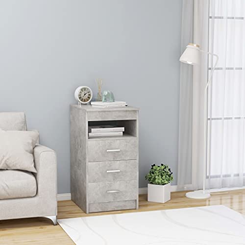DYRJDJWIDHW Sideboard with Drawers Concrete Gray 40x50x76 cm Wood Particle Board Compact Storage Cabinet for Office Home 3 Drawers Open Shelf Organizer von DYRJDJWIDHW