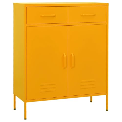 DYRJDJWIDHW Stahl Lagerschrank Senfgelb 80x35x101.5 cm mit 2 Schubladen und 2 Türen. Stahlschrank für Wohnzimmer Büro. Stauraum für Multimedia-Geräte und Bücher. robuste Aufbewahrungslösung DYRJDJWIDHW Stahl Lagerschrank Senfgelb 80x35x101.5 cm mit 2 Schubladen und 2 Türen. Stahlschrank für Wohnzimmer Büro. Stauraum für Multimedia-Geräte und Bücher. robuste Aufbewahrungslösung von DYRJDJWIDHW