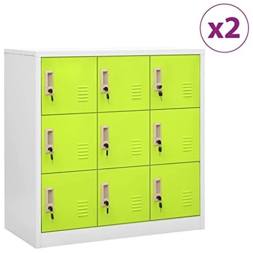 DYRJDJWIDHW Steel Locker Cabinet 2-Pack with Locks. 9 Compartment Storage Cabinet for Office School Gym. 90x45x92.5cm Light Gray Green Metal Locker with Wall Mount. Heavy Duty 90kg Capacity von DYRJDJWIDHW