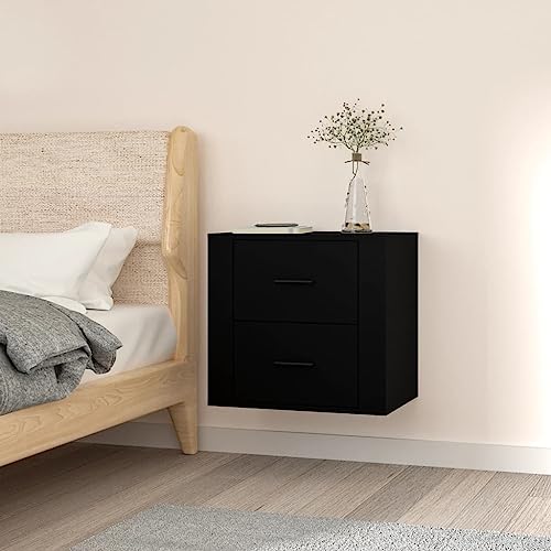 DYRJDJWIDHW Wall Mounted Nightstand Black 50x36x47 cm Modern Floating Bedside Table with Storage Shelf Space Saving Design for Bedroom Living Room von DYRJDJWIDHW
