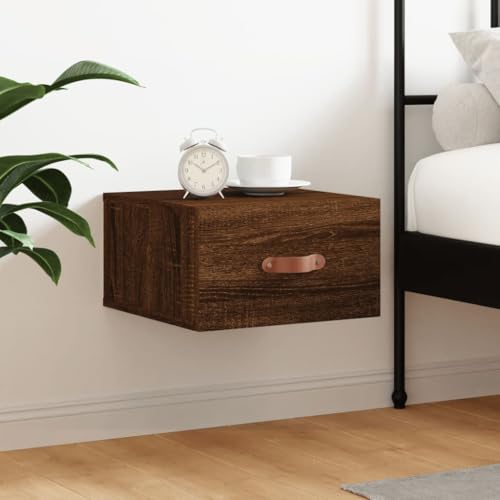 DYRJDJWIDHW Wall Mounted Nightstand Brown Oak Look 35x35x20 cm Floating Bedside Table with Storage Shelf for Bedroom Living Room Space Saving Modern Design von DYRJDJWIDHW