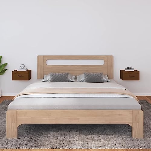DYRJDJWIDHW Wall Mounted Nightstand Set of 2 Honey Brown Pine Wood Floating Bedside Table with Storage Shelf for Bedroom Living Room Modern Design 40x29.5x22 cm DYRJDJWIDHW Wall Mounted Nightstand Set of 2 Honey Brown Pine Wood Floating Bedside Table with Storage Shelf for Bedroom Living Room Modern Design 40x29.5x22 cm von DYRJDJWIDHW