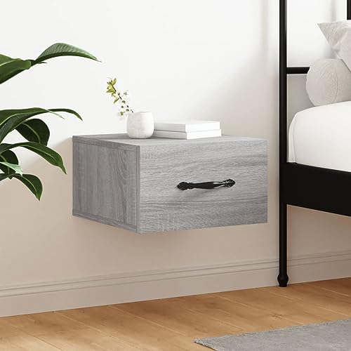 DYRJDJWIDHW Wand-Nachttisch Grau Sonoma 35x35x20 cm Floating Nightstand Wall Mounted Bedside Table with Storage Shelf for Bedroom Modern Space Saving Design von DYRJDJWIDHW