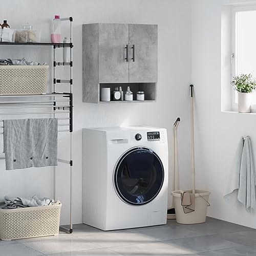 DYRJDJWIDHW Wandschrank Betongrau 60x31x70 cm Holzwerkstoff Hängeschrank Bad Küche Flur Wandmontage Stauraum Möbel Dekoration von DYRJDJWIDHW