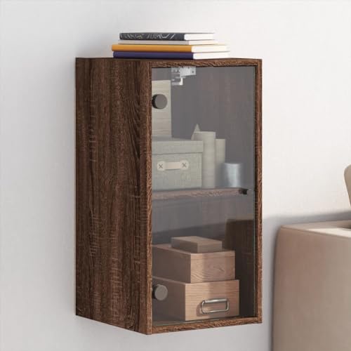 DYRJDJWIDHW Wandschrank mit Glastüren Braun Eichen-Optik 35x37x68.5 cm - Hängeschrank für Wohnzimmer Büro mit Glasfront. Stauraum Schrank für Aufbewahrung Dekoration Design Möbel DYRJDJWIDHW Wandschrank mit Glastüren Braun Eichen-Optik 35x37x68.5 cm - Hängeschrank für Wohnzimmer Büro mit Glasfront. Stauraum Schrank für Aufbewahrung Dekoration Design Möbel von DYRJDJWIDHW