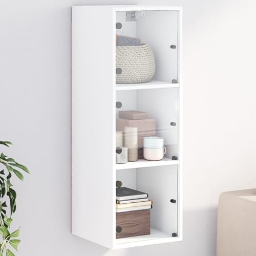 DYRJDJWIDHW White Glass Door Wall Cabinet 35x37x100 cm Storage Organizer with Shelves for Living Room Bedroom Office Modern Design Display Cabinet with Mounting Hardware von DYRJDJWIDHW