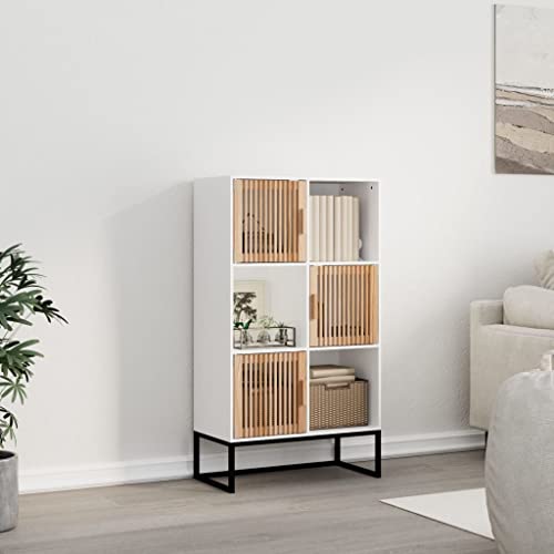 DYRJDJWIDHW White Highboard Cabinet 70x35x125 cm Scandinavian Storage Furniture with 3 Doors. Solid Pine Wood Material. Modern Sideboard for Living Room Bedroom von DYRJDJWIDHW